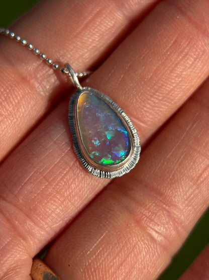 Australian Crystal Opal teardrop pendant