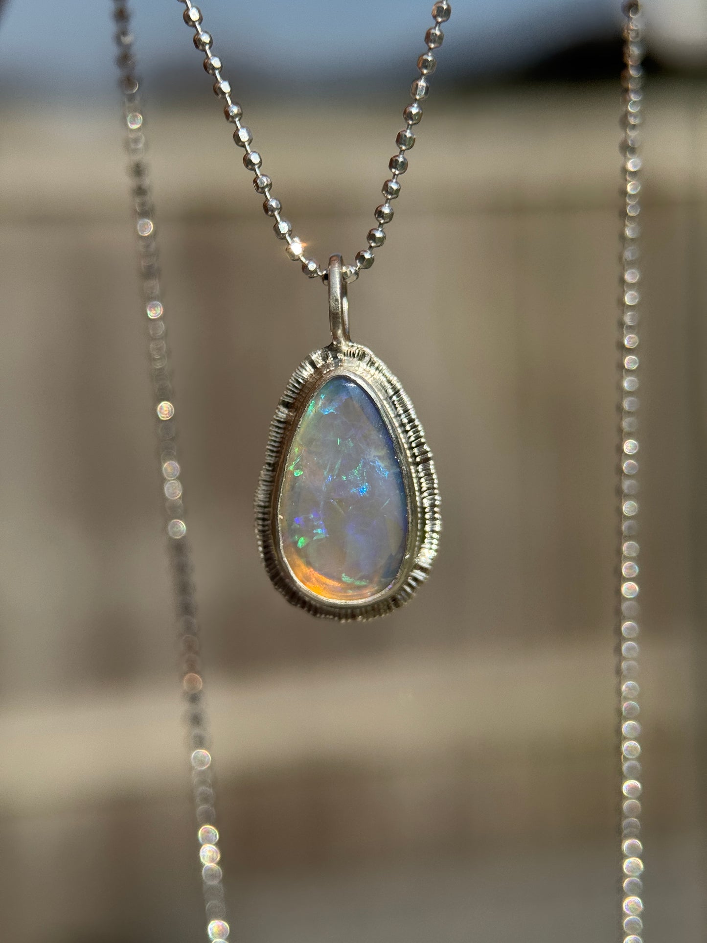 Australian Crystal Opal teardrop pendant