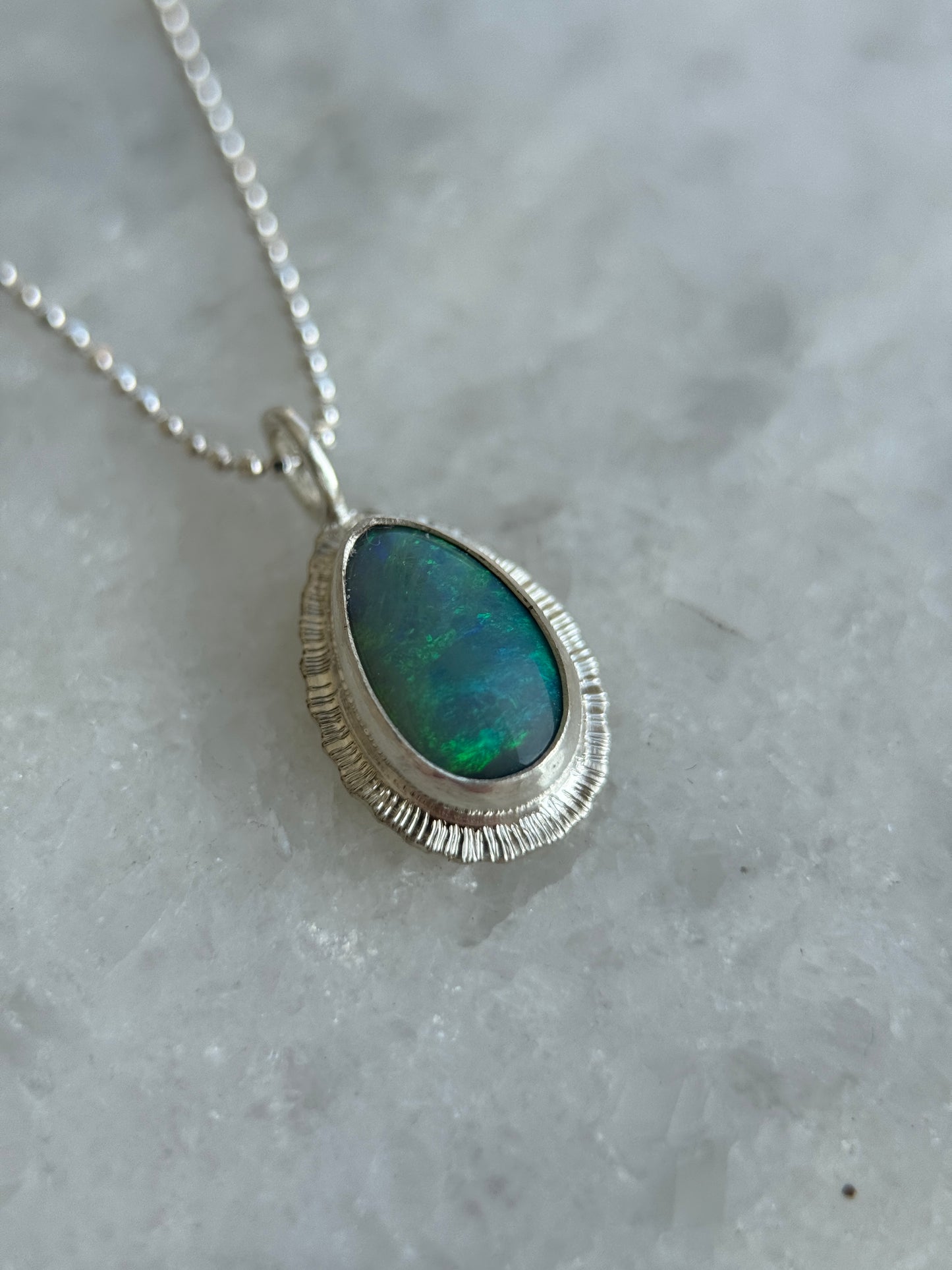 Australian Solid Opal teardrop pendant