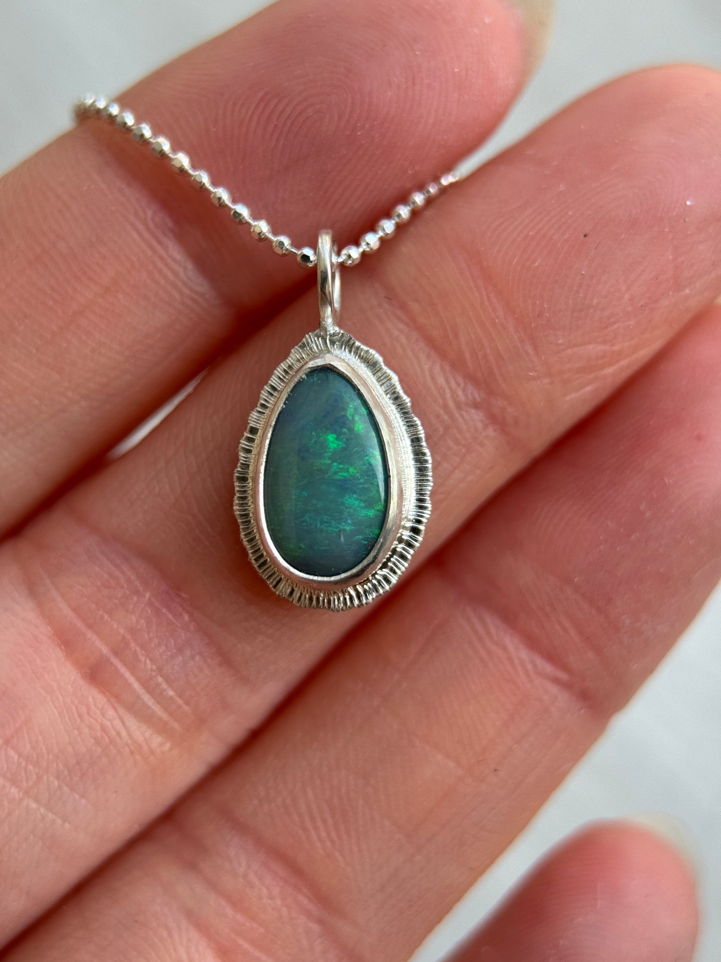 Australian Solid Opal teardrop pendant