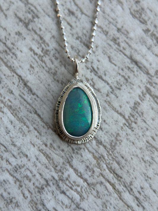 Australian Solid Opal teardrop pendant