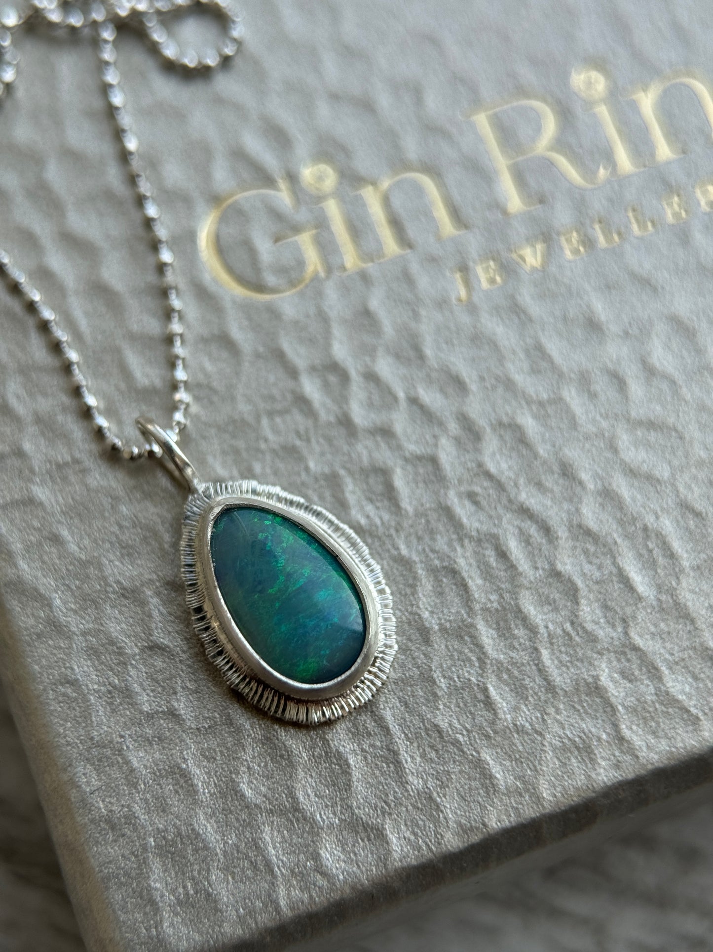 Australian Solid Opal teardrop pendant