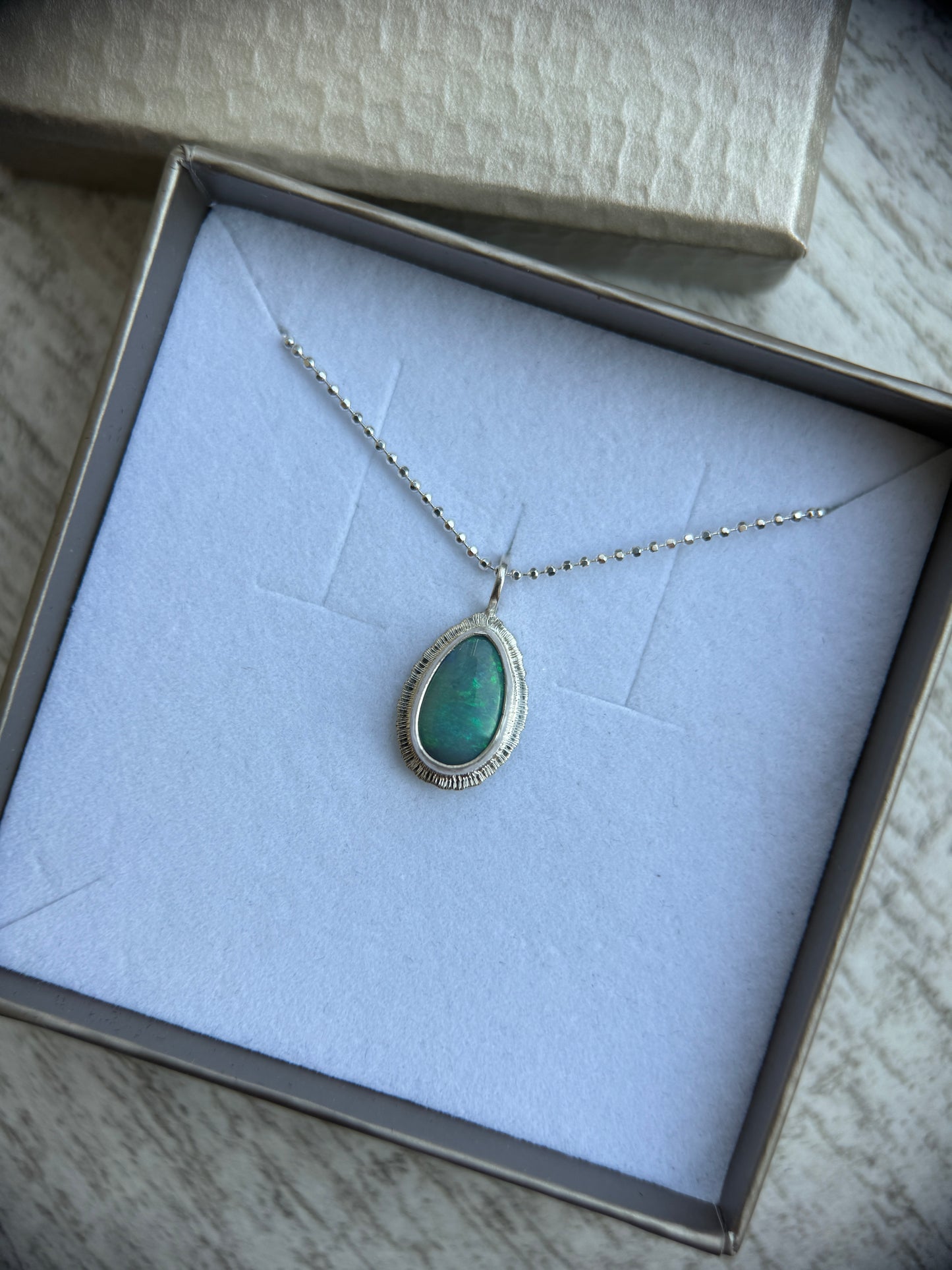 Australian Solid Opal teardrop pendant