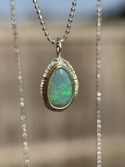 Australian Solid Opal teardrop pendant