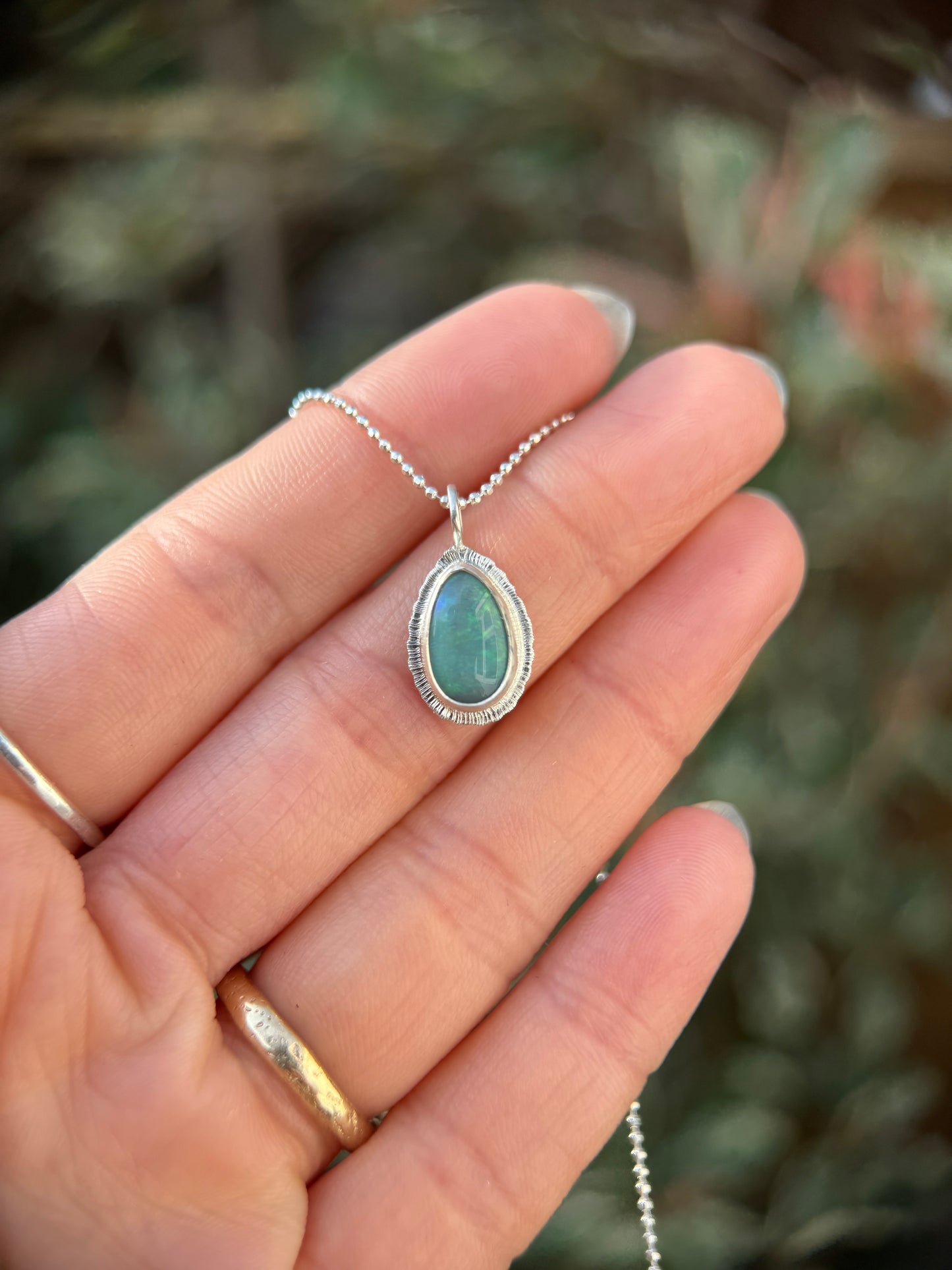 Australian Solid Opal teardrop pendant