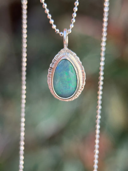 Australian Solid Opal teardrop pendant