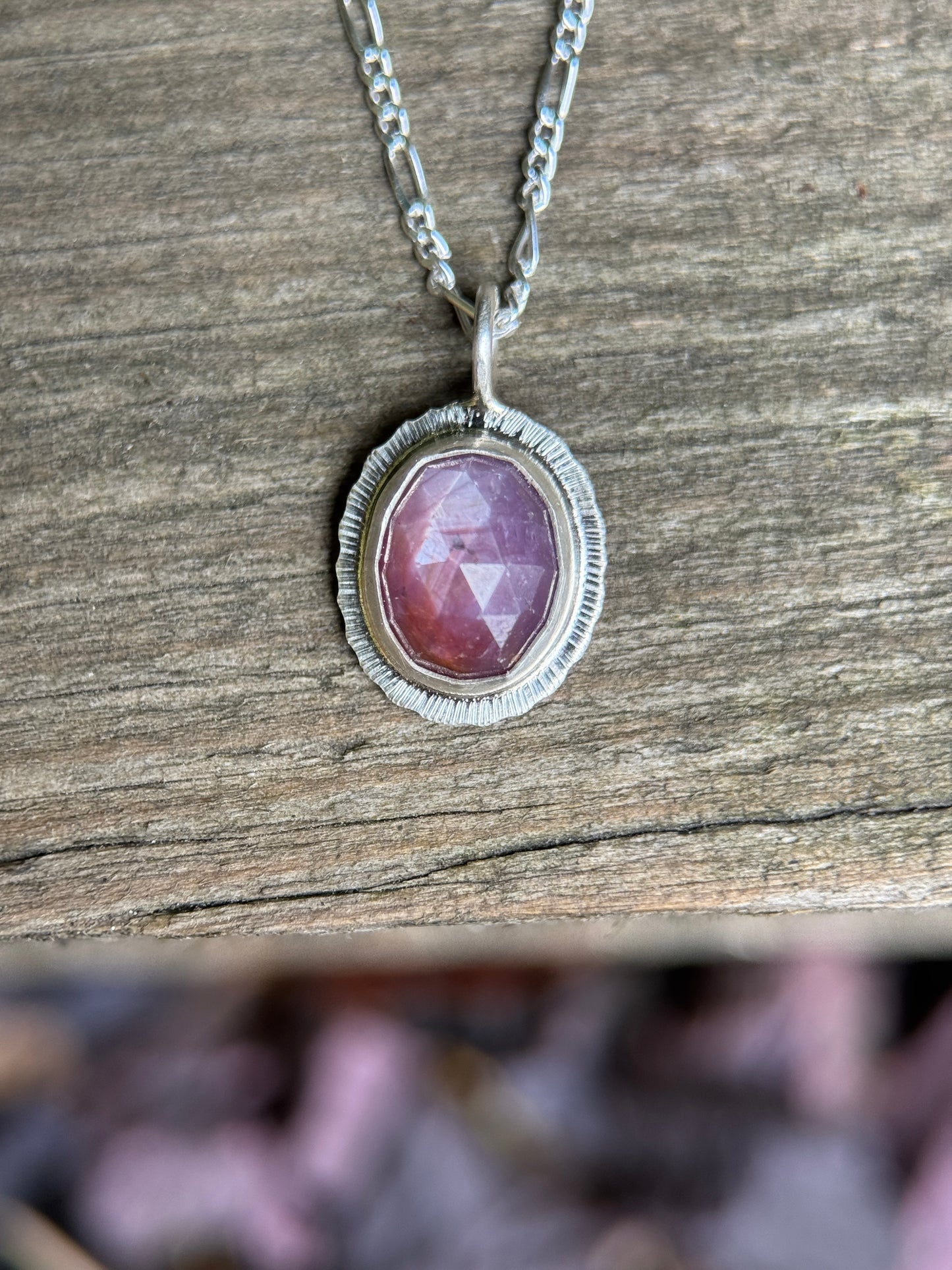 Rose cut silky Sapphire pendant