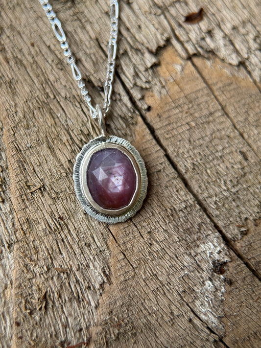 Rose cut silky Sapphire pendant