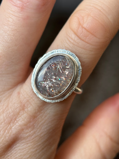 Rainbow Lattice Sunstone ring