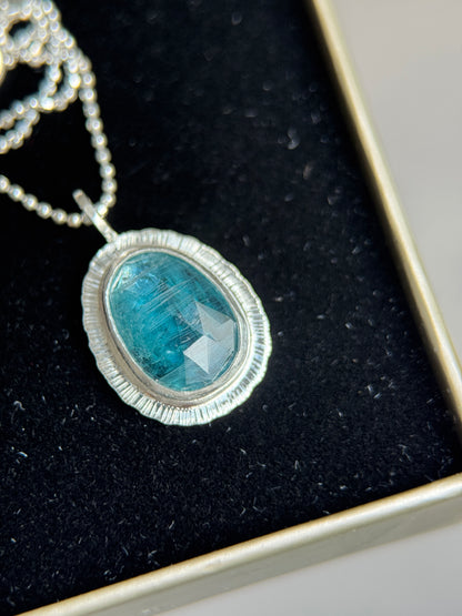 Rose cut neon Kyanite pendant