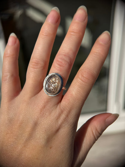 Rainbow Lattice Sunstone ring