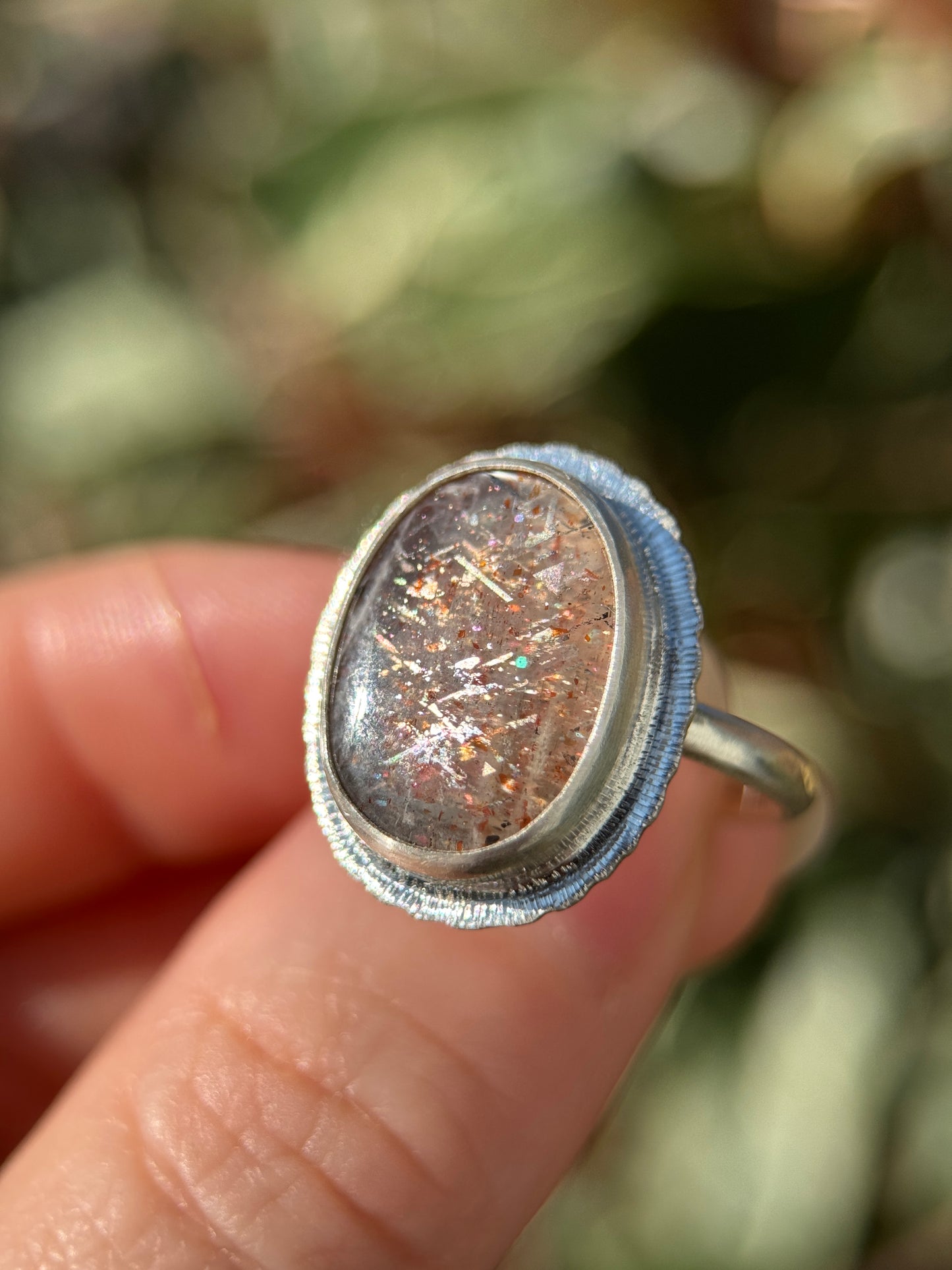 Rainbow Lattice Sunstone ring