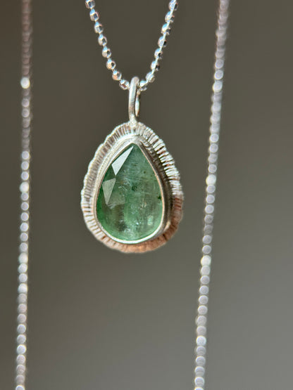 Rose cut Green Kyanite pendant