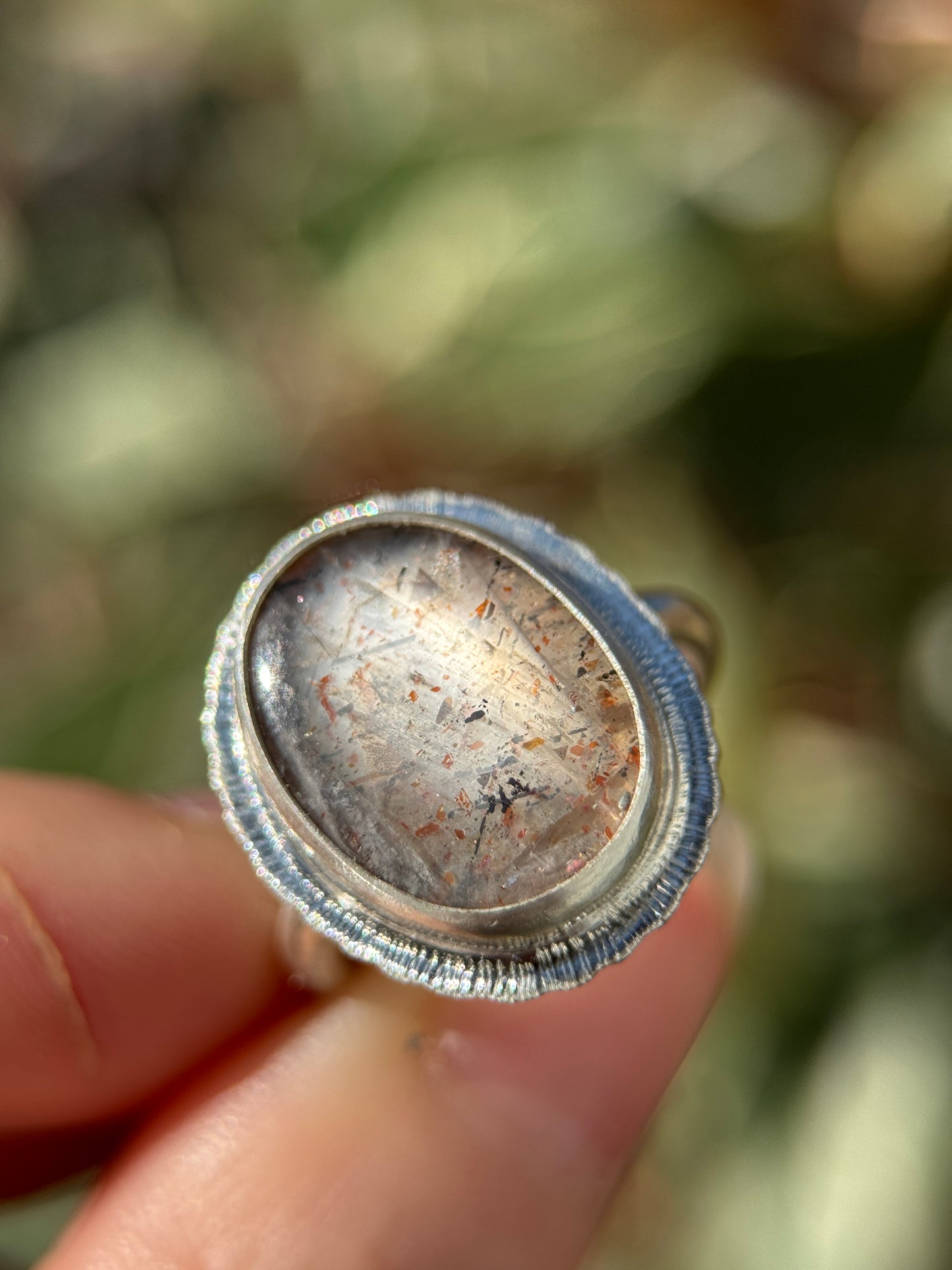 Rainbow Lattice Sunstone ring