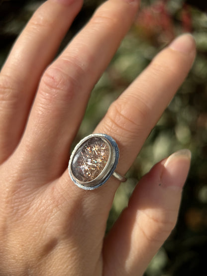 Rainbow Lattice Sunstone ring