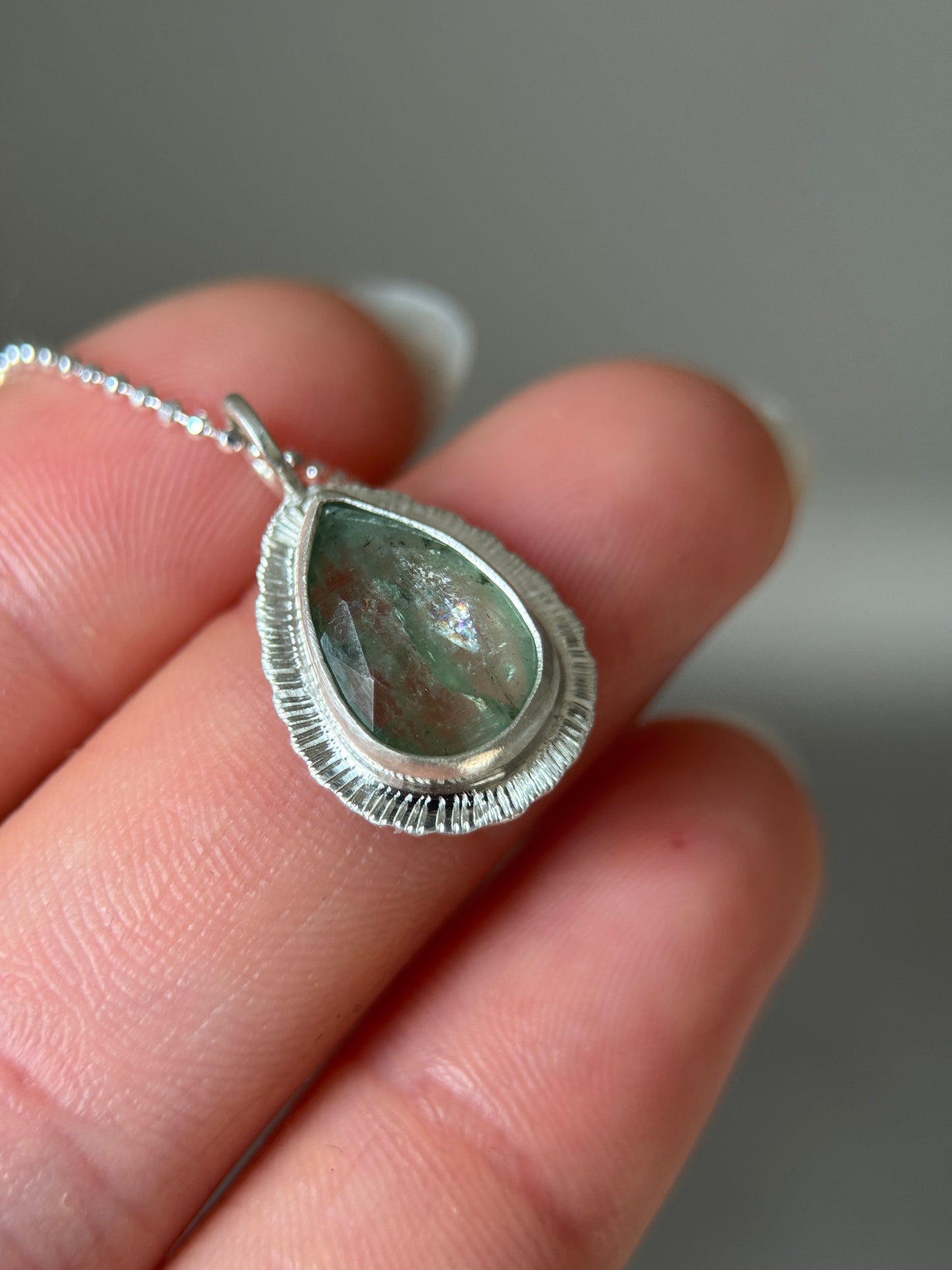 Rose cut Green Kyanite pendant