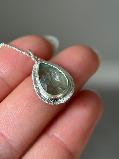 Rose cut Green Kyanite pendant