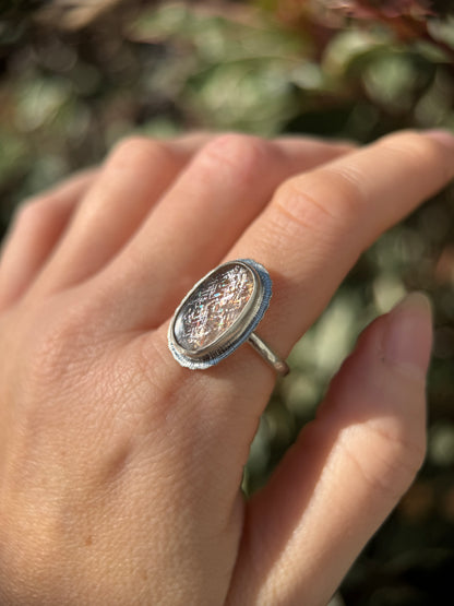 Rainbow Lattice Sunstone ring