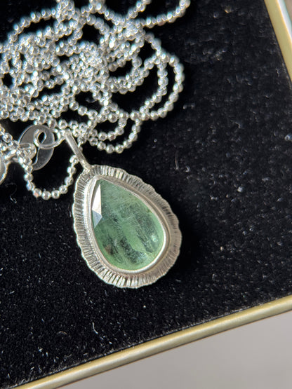 Rose cut Green Kyanite pendant