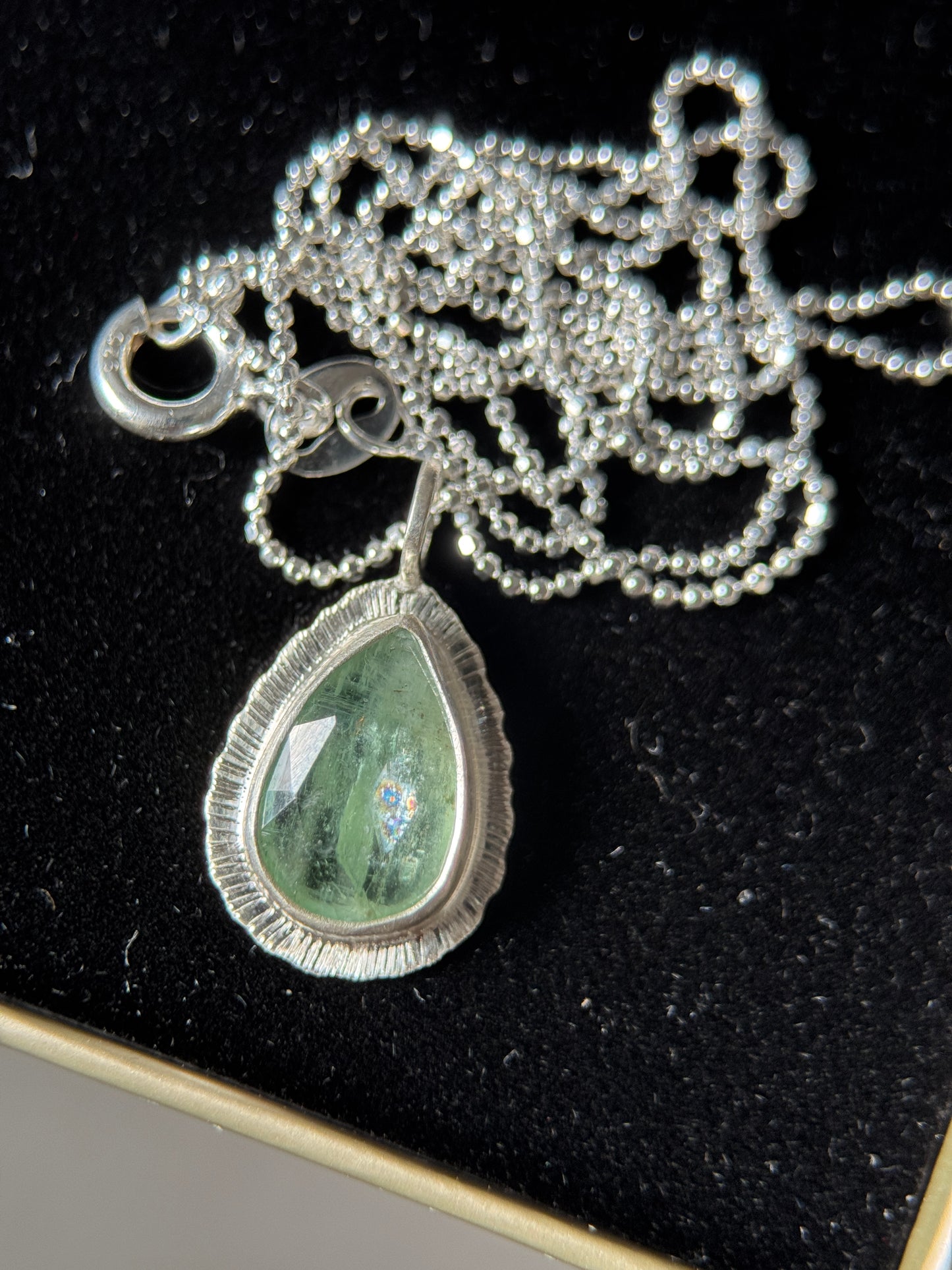 Rose cut Green Kyanite pendant