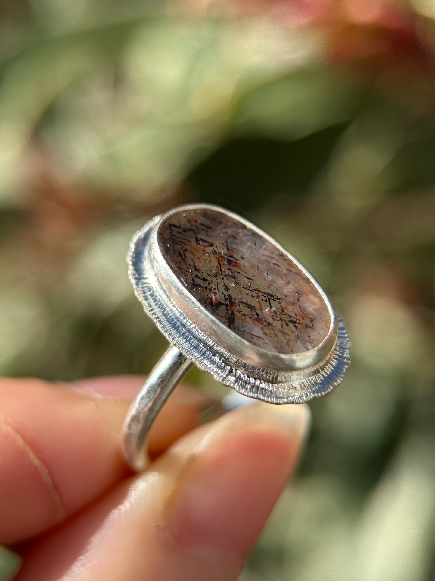 Rainbow Lattice Sunstone ring