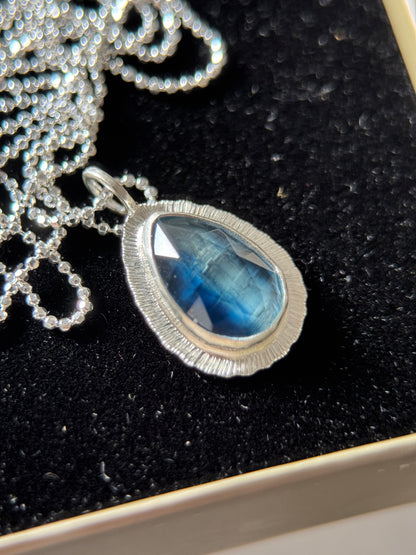 Rose cut blue Kyanite pendant