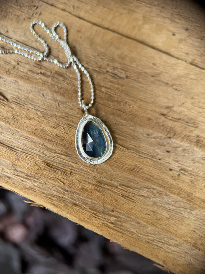 Rose cut blue Kyanite pendant