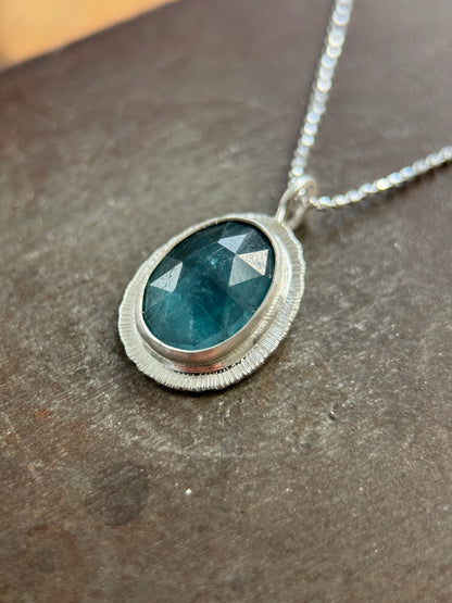 Rose cut neon Kyanite pendant