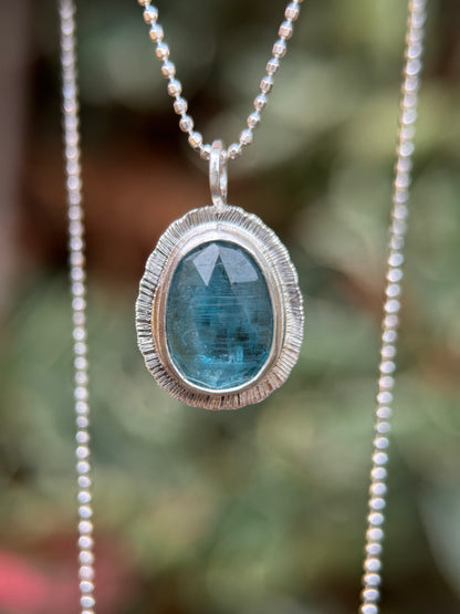 Rose cut neon Kyanite pendant
