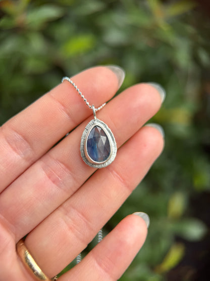 Rose cut blue Kyanite pendant