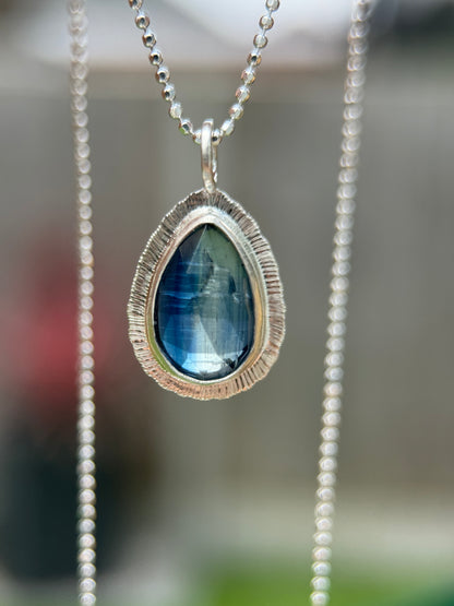 Rose cut blue Kyanite pendant