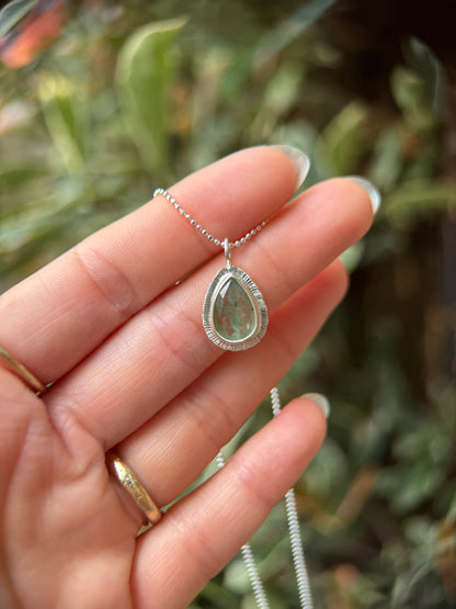 Rose cut Green Kyanite pendant