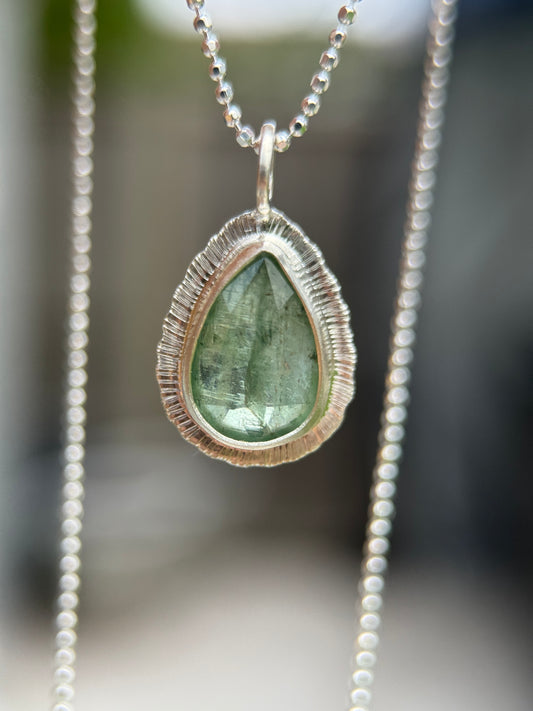 Rose cut Green Kyanite pendant