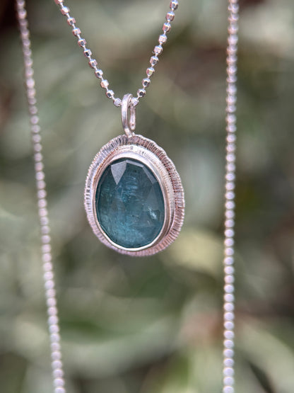 Rose cut neon Kyanite pendant