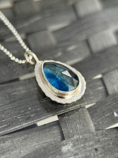 Rose cut blue Kyanite pendant