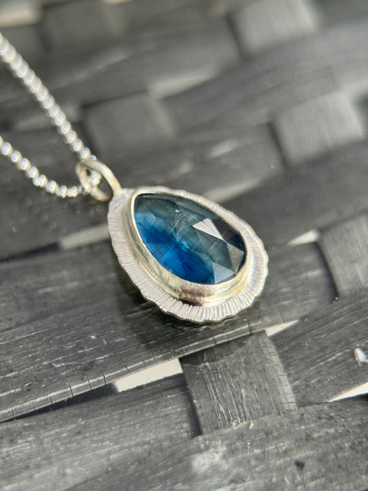 Rose cut blue Kyanite pendant
