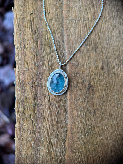 Rose cut neon Kyanite pendant