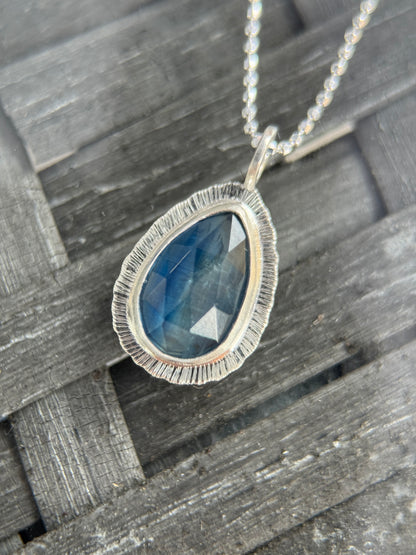 Rose cut blue Kyanite pendant