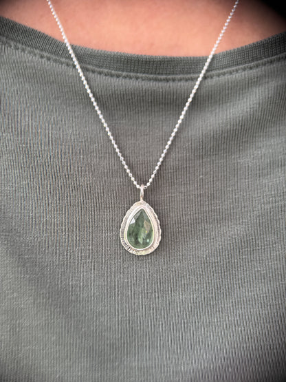Rose cut Green Kyanite pendant
