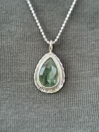 Rose cut Green Kyanite pendant