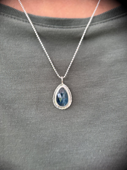 Rose cut blue Kyanite pendant