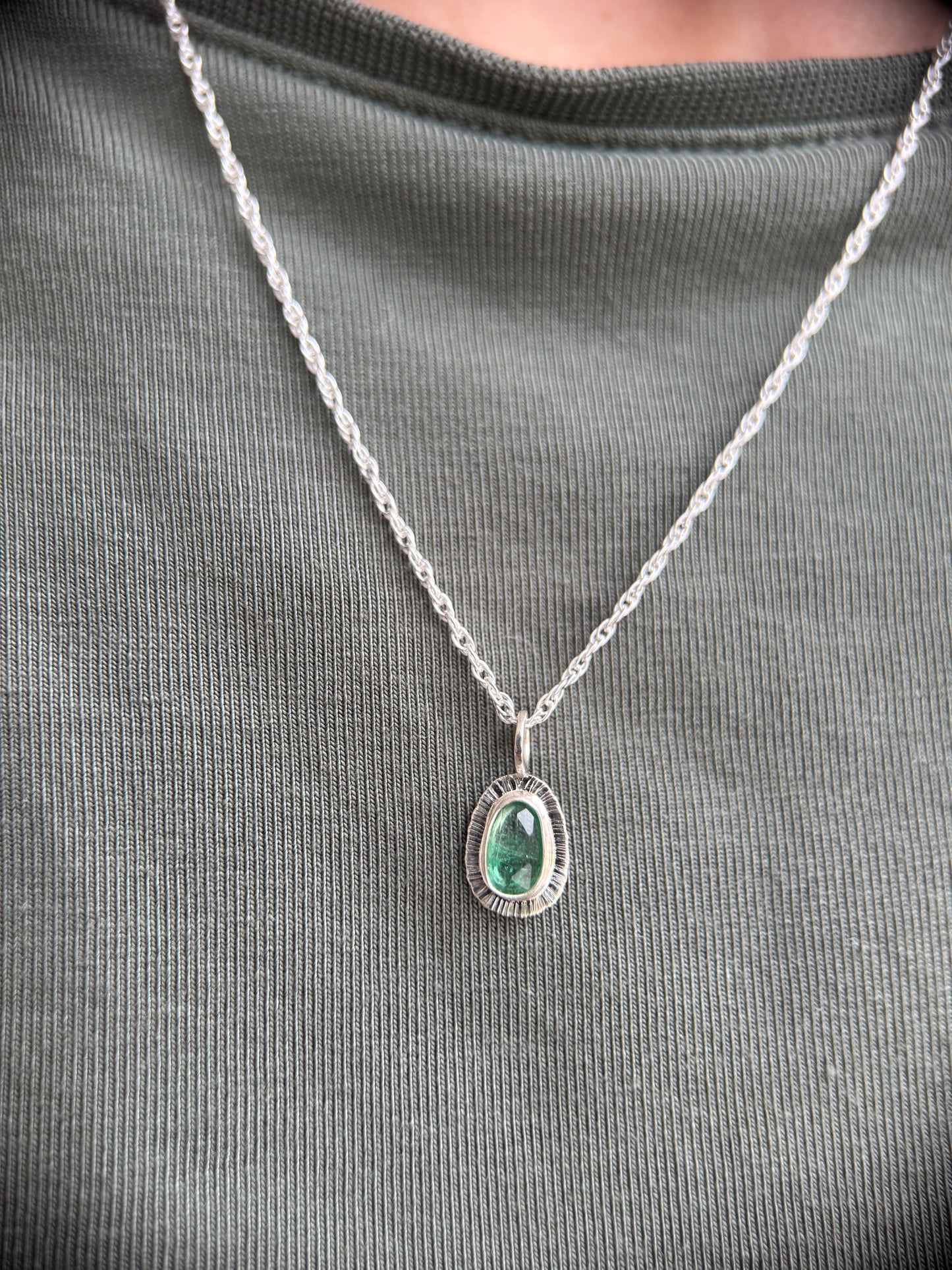Rose cut Panjshir Emerald pendant