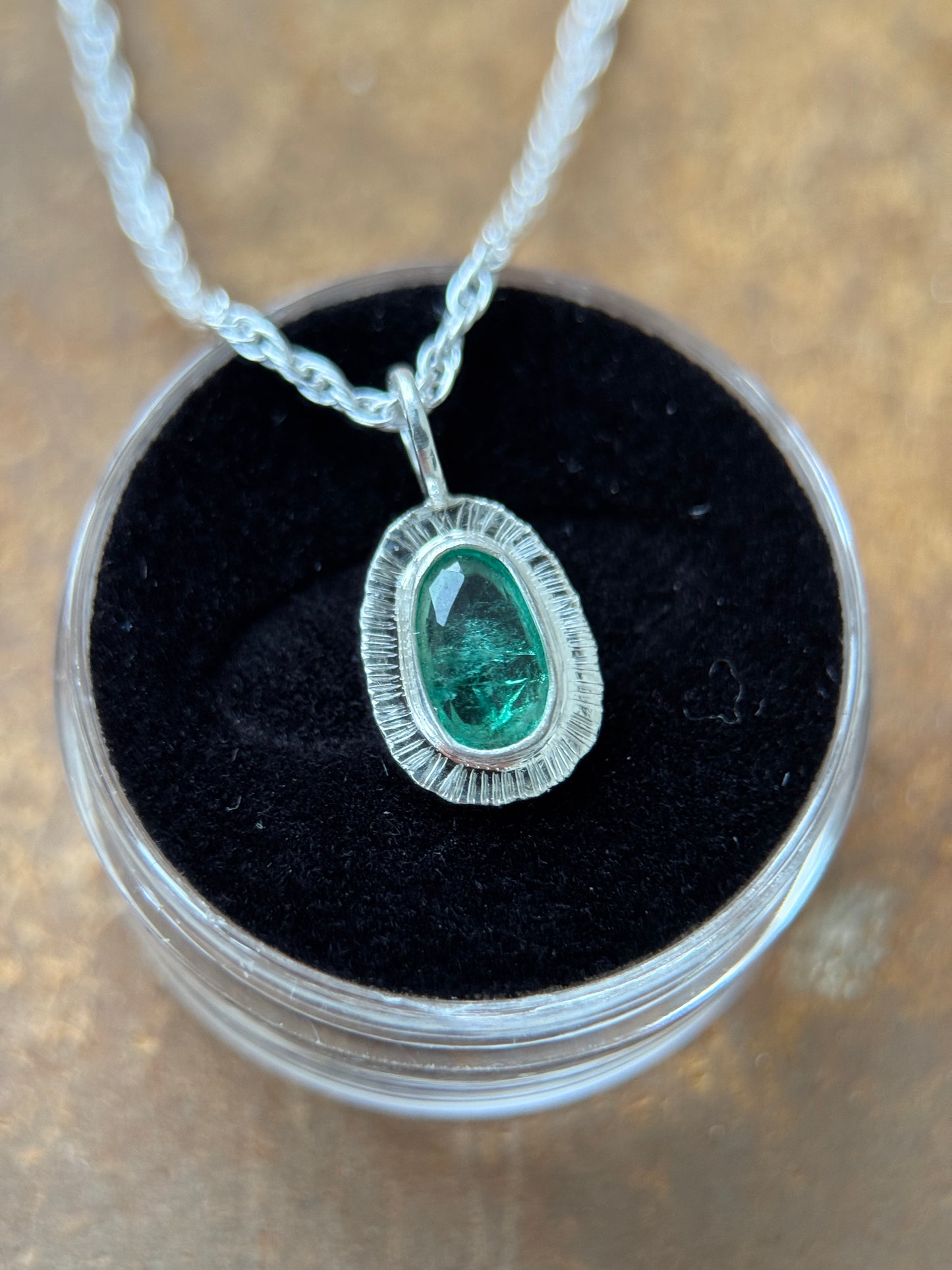 Rose cut Panjshir Emerald pendant