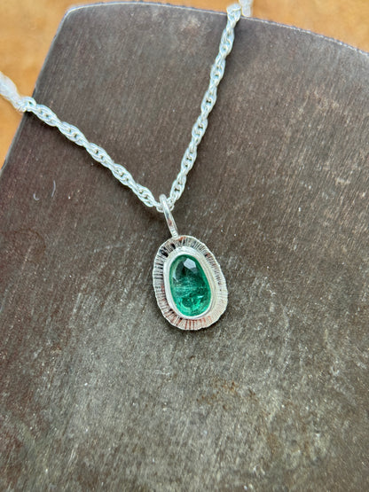 Rose cut Panjshir Emerald pendant
