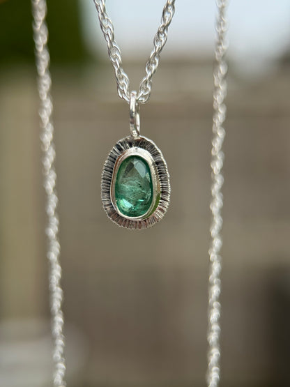 Rose cut Panjshir Emerald pendant