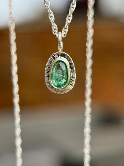 Rose cut Panjshir Emerald pendant