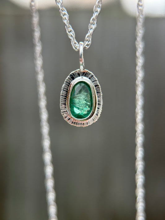Rose cut Panjshir Emerald pendant