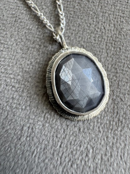 Rose cut silver grey Sapphire pendant