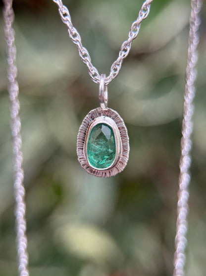 Rose cut Panjshir Emerald pendant