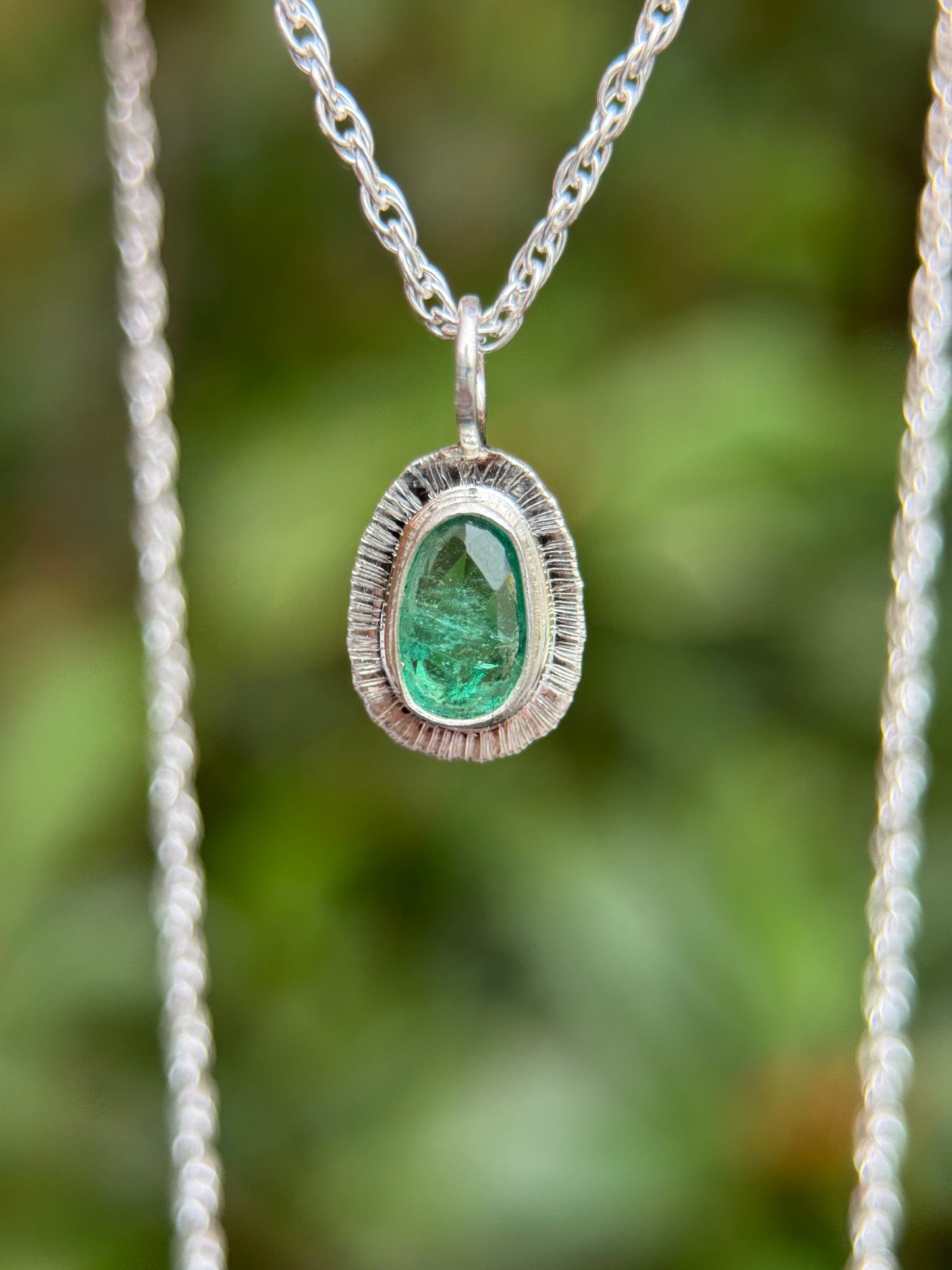 Rose cut Panjshir Emerald pendant